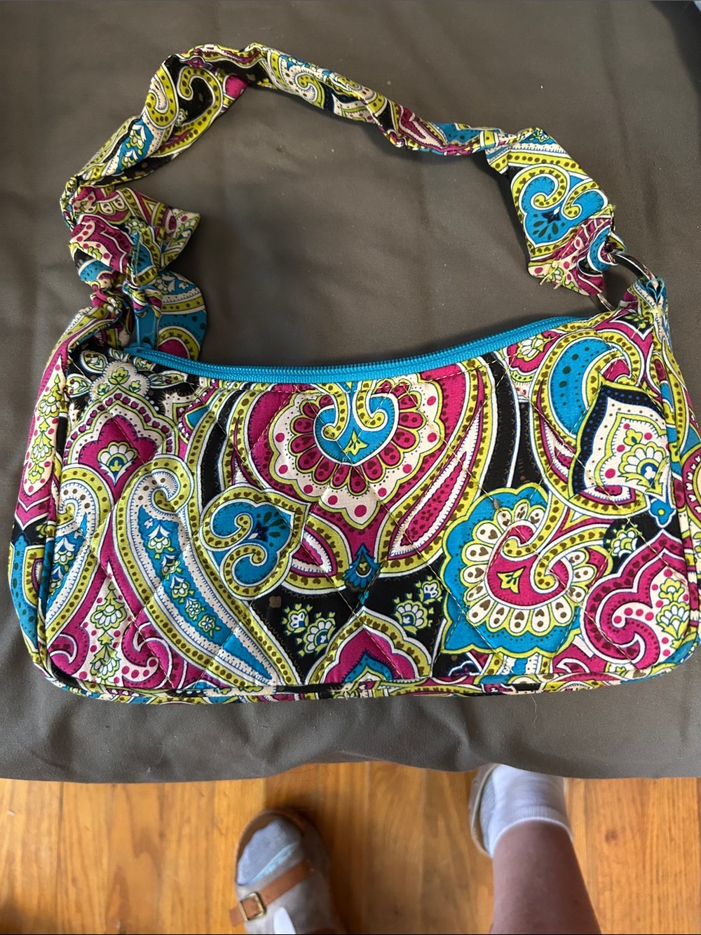 Vera Bradley Quilted Paisley Shoulder Bag in Pink, Blue & Black